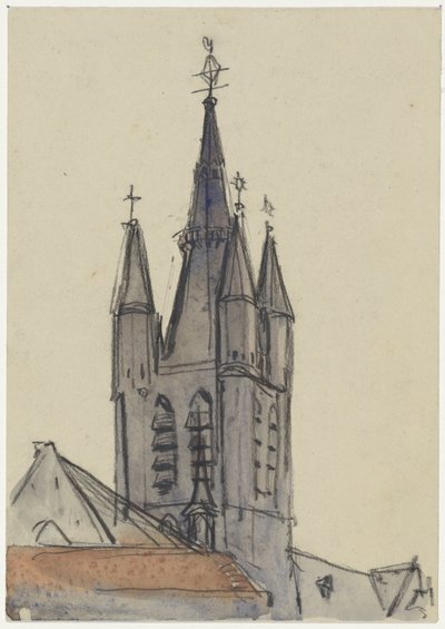 Torre da Igreja Velha em Delft de Adolf le Comte
