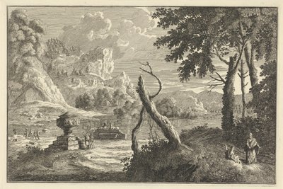 Paisagem do rio Arcadian com árvore quebrada
Paisagens italianas e alemãs (título da série) de Adolf van der Laan