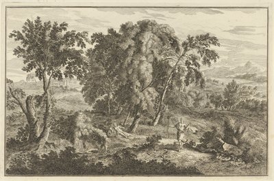 Mulher atingida por uma seta numa paisagem Arcadiana
Paisagens italianas e alemãs (título da série) de Adolf van der Laan