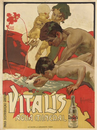 Cartaz publicitário da água mineral "Vitalis", 1895 de Adolfo Hohenstein
