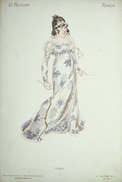 Figurinos em &39;Tosca&39; de Giacomo Puccini (1858-1954) de Adolfo Hohenstein