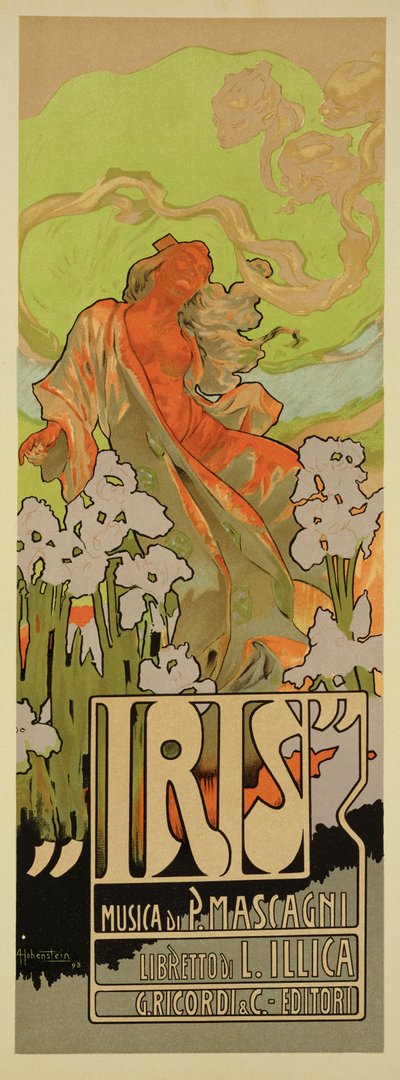 Capa de Score e Libretto da ópera &39;Iris&39;, 1898 de Adolfo Hohenstein