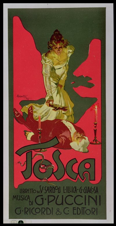 Tosca, cartaz publicitando um espectáculo de Adolfo Hohenstein