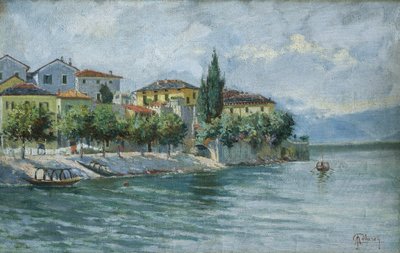 Paisagem do Lago Maggiore (óleo sobre tela) de Adolfo Polaroli