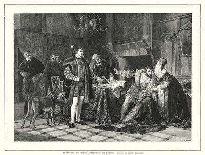 Rei Francisco I da França preso em Milão após a sua derrota na Batalha de Pavia de Adolph (after) Treidler