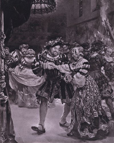 Cena do Rei Henrique VIII de Shakespeare (Acto I, Cena 4) (litho) de Adolph Friedrich Erdmann von (after) Menzel