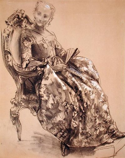Um estudo da princesa Amalie da Prússia (giz no papel) de Adolph Menzel