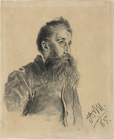 Retrato de um homem barbudo de Adolph Menzel