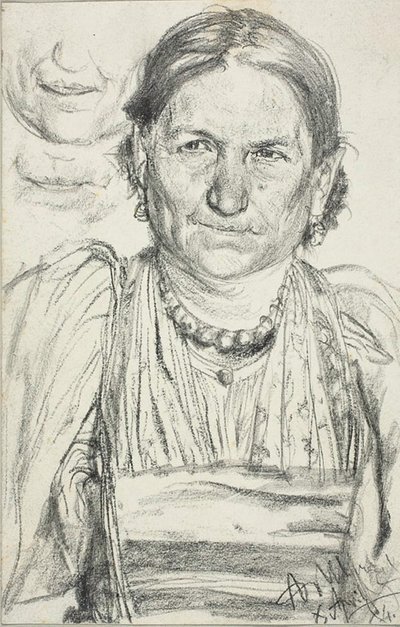 Retrato de uma mulher camponesa de Adolph Menzel