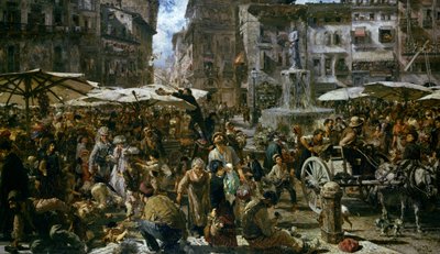 O Mercado de Verona de Adolph Menzel
