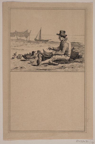 O pescador e o pato. Não. 17 em Cr. Winther e M. Rørbye, "25 fotos para crianças pequenas" de Johan Adolph Kittendorff