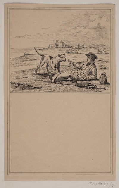 O pastor e o cão. Não. 7 em Cr. Winther e M. Rørbye, "25 fotos para crianças pequenas" de Johan Adolph Kittendorff