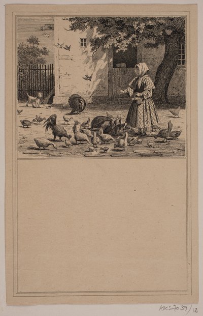 No galinheiro. Não. 11 em Cr. Winther e M. Rørbye, "25 fotos para crianças pequenas" de Johan Adolph Kittendorff