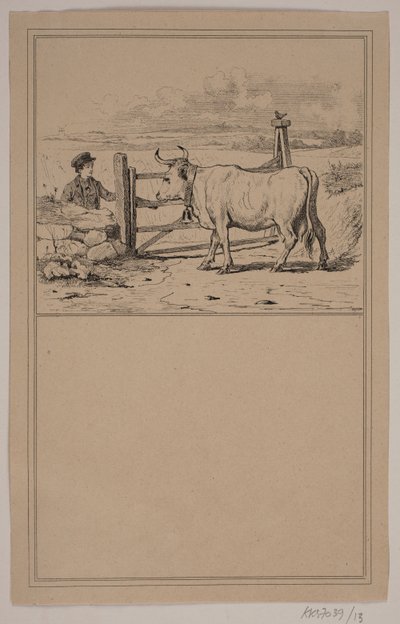 A vaca e o menino. Não. 12 em Cr. Winther e M. Rørbye, "25 fotos para crianças pequenas" de Johan Adolph Kittendorff