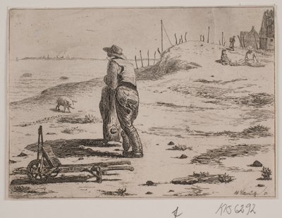 Seção costeira com pescadores em pé de Johan Adolph Kittendorff