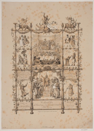 Folha comemorativa sobre o carnaval do artista em 3 de março de 1854 de Johan Adolph Kittendorff