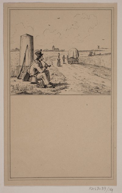 O soldado em uma caminhada. Não. 13 em Cr. Winther e M. Rørbye, "25 fotos para crianças pequenas" de Johan Adolph Kittendorff