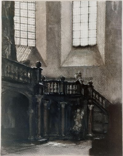Vista de um coro de órgão barroco de Adolph Menzel