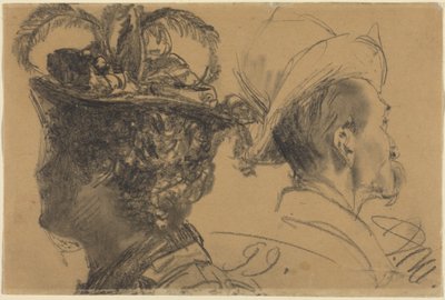 As cabeças de um homem e de uma mulher de Adolph Menzel