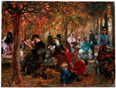 No Jardin de Luxembourg Uma reminiscência do Jardin de Luxembourg, 1876. de Adolph Menzel