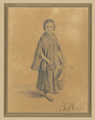 Retrato de infância de Constanze Beling, nascida Martini. Filha do juiz do tribunal distrital Carl Martini e da sua esposa Pauline Martini de Adolph Menzel