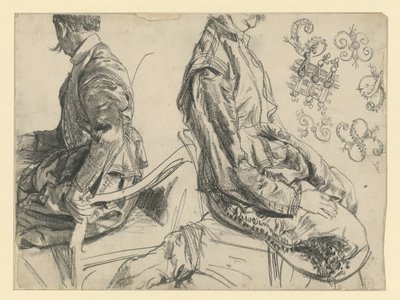 Maquete com o traje de gala do Eleitor João Jorge I da Saxónia, em duas perspetivas, Museu Histórico, Dresden de Adolph Menzel