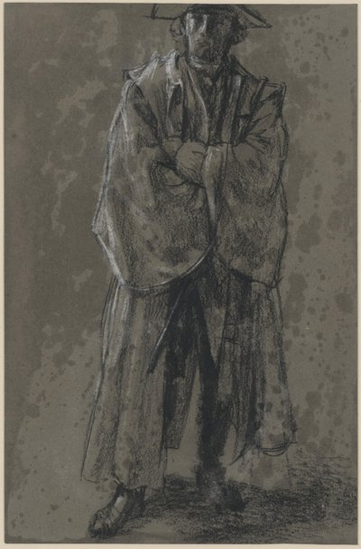 Oficial com casaco e chapéu (estudo de postura de Moritz von Anhalt-Dessau) de Adolph Menzel