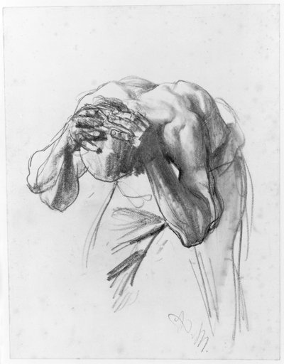 Trabalhador a lavar-se. Estudo para «Laminagem de ferro. Ciclopes modernos» de Adolph Menzel
