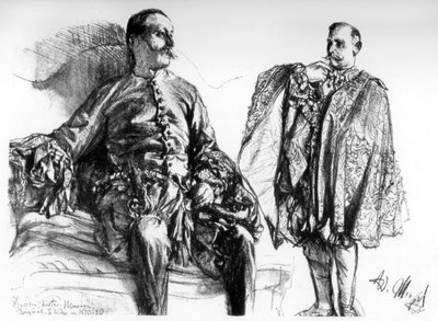 Estudos de vestidos antigos em modelos vivos, c1880-1882. de Adolph Menzel