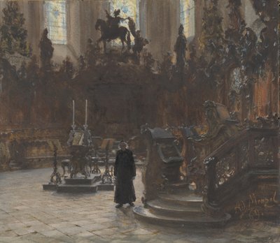 O Coro na Catedral de Mainz, 1869. de Adolph Menzel