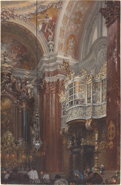 O interior da Jacobskirche em Innsbruck de Adolph Menzel