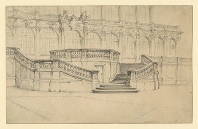 Escadaria que conduz ao Salão de Matemática e Física no Zwinger, em Dresden de Adolph Menzel