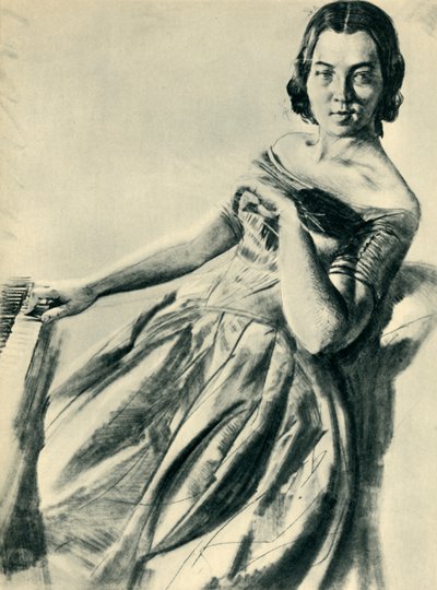 Mulher ao piano, 1846, 1943. de Adolph Menzel