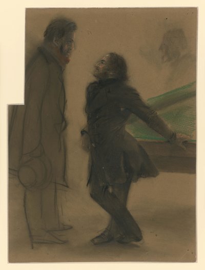 Dois homens à mesa de bilhar de Adolph Menzel