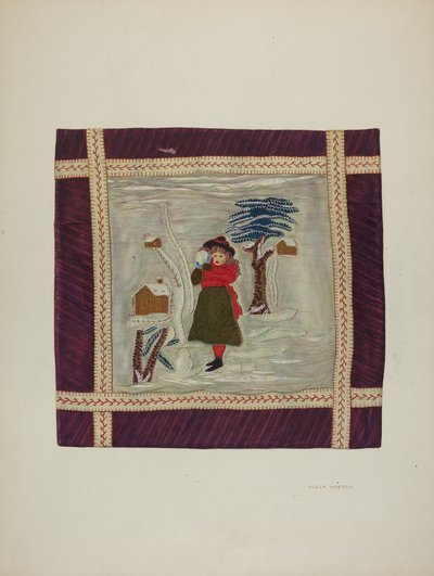 Detalhe da colcha de apliques, 1941. de Adolph Opstad
