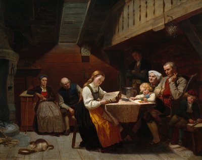 Uma rapariga de leitura de Adolph Tidemand