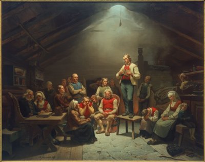 A devoção dos haugianos - Tidemand de Adolph Tidemand