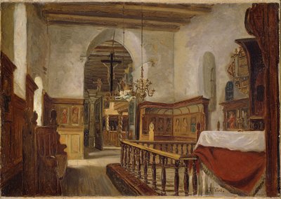 Interior da igreja de Voss de Adolph Tidemand