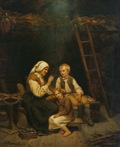 O conto de fadas, a história das avós de Adolph Tidemand