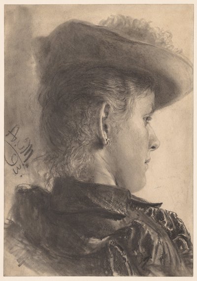Busto de uma mulher, visto de trás de Adolph Menzel