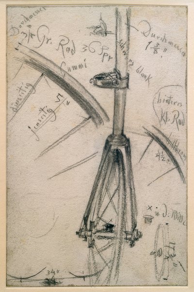 Estudos sobre o penny-farthing, detalhes técnicos de Adolph Menzel