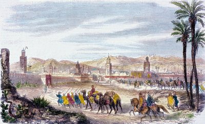 Marraquexe, Marrocos (gravura a cores) de Adolphe (after) Rouargue