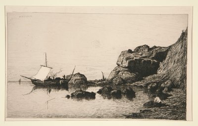 Barco de pescadores a chamar nas rochas de Collioure (Pirenéus Orientais) de Adolphe Appian