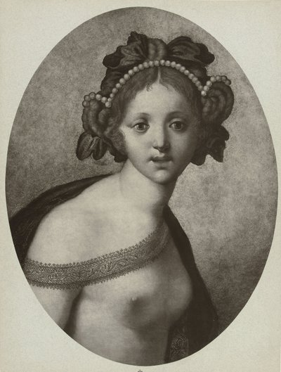 Reprodução fotográfica de uma pintura de uma figura feminina, possivelmente uma deusa Vênus (título no objeto) de Adolphe Braun and Cie. (attributed to)