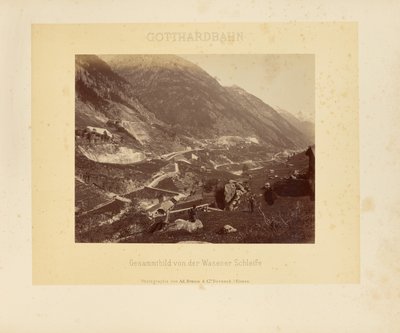 Caminho de ferro do Gotardo: imagem completa do loop de Wasen de Adolphe Braun and Cie