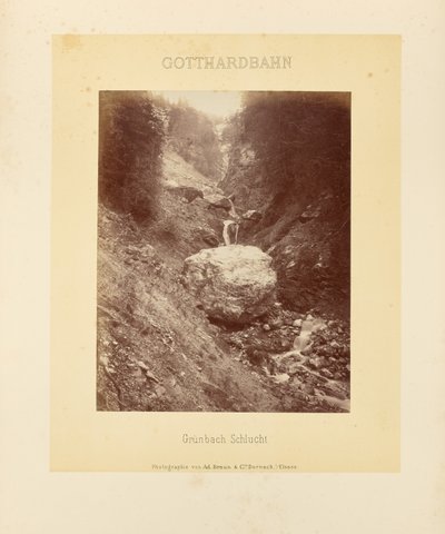 Caminho de ferro do Gotardo: desfiladeiro de Grünbach de Adolphe Braun and Cie