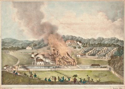 A destruição da propriedade Roehampton na paróquia de St. James "s em janeiro de 1832, 1833 de Adolphe Duperly