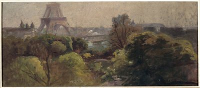 A Torre Eiffel, vista do jardim Delessert de Adolphe Ernest Gumery