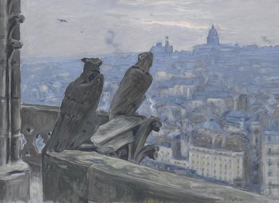 Paris vista das torres de Notre Dame, c. 1900 de Adolphe Étienne Auguste Moreau Nélaton