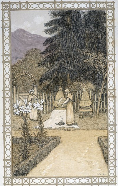 A vida das abelhas: o trabalho da apicultura - desenho de A. Giraudon de Adolphe Giraudon